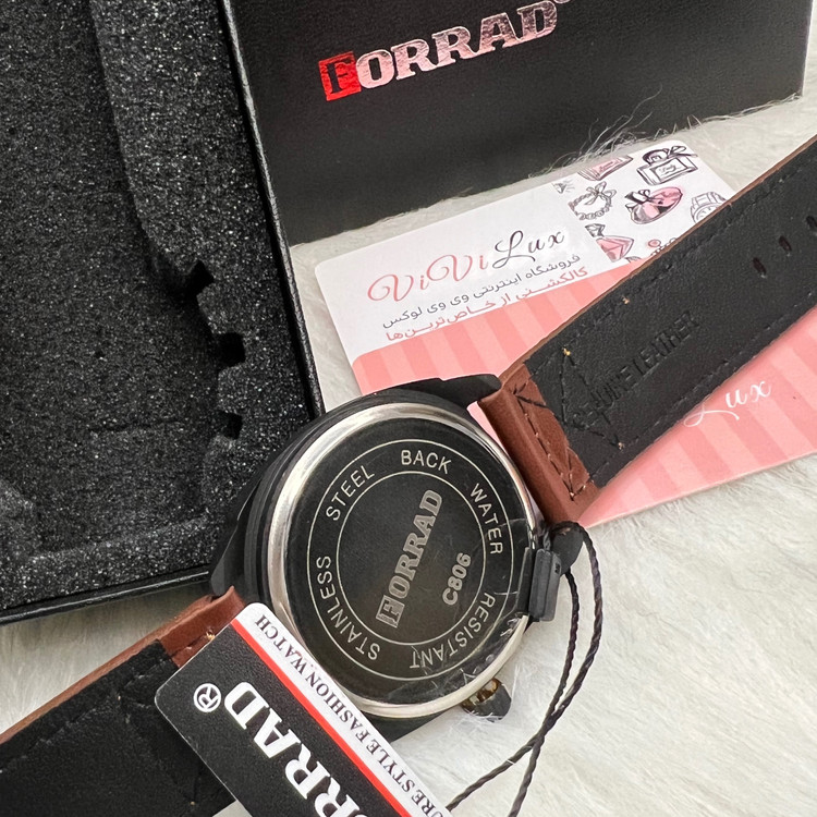 ساعت مردانه چرمی برند فوراد FORRAD با جعبه گارانتی 12 ماهه موتور