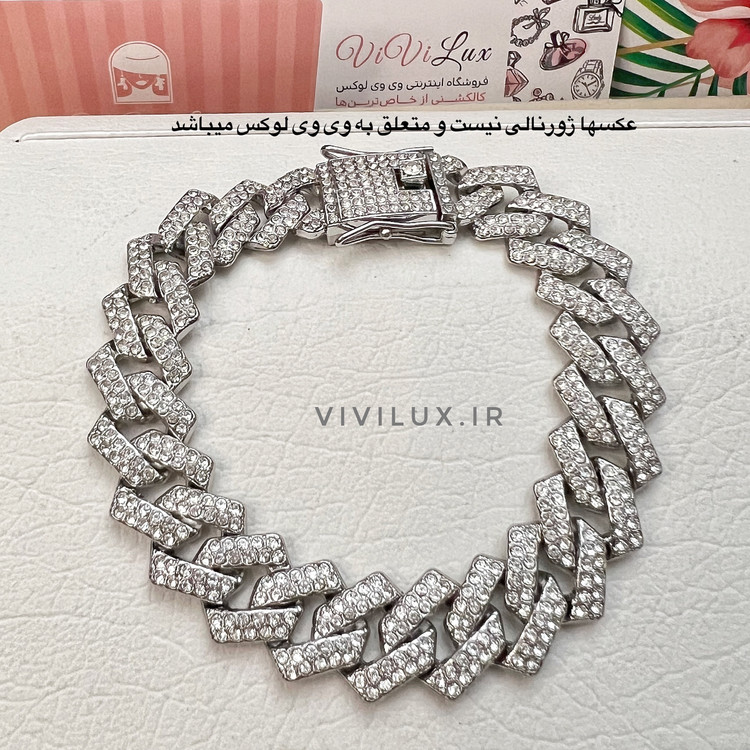 دستبند کارتیه فول نگین درجه یک قفل کوبایی برابر با اصل طلا زنانه و مردانه