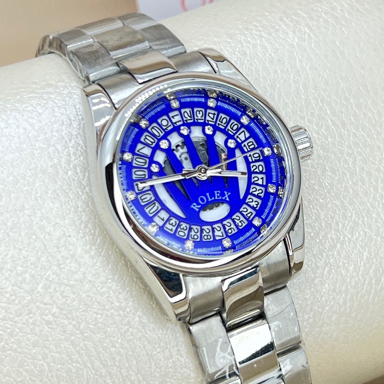 ساعت رولکس زنانه لوکس و کمیاب مدل قلب باز استیل توپر و رنگ ثابت Rolex صفحه آبی