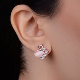 گوشواره سنگ سواروسکی وارداتی روکش طلای رنگ ثابت و ضد حساسیت