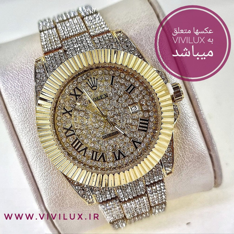 ساعت فول نگین کاری رولکس دیت جاست کیفیت عالی تقویم دار ROLEX DATE JUST