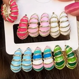 گوشواره میناکاری برجسته وارداتی درجه یک ضد حساسیت رنگ ثابت