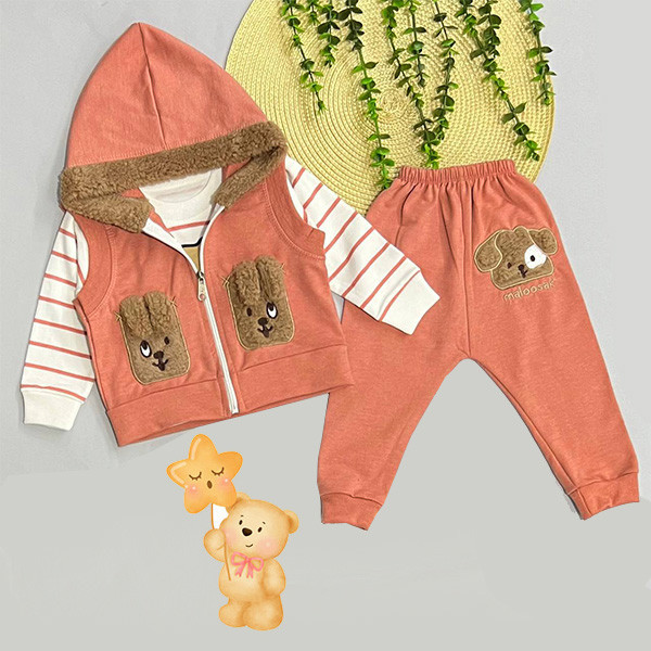 ست 3 تکه لباس نوزادی مدل Happy Dog کد Su3