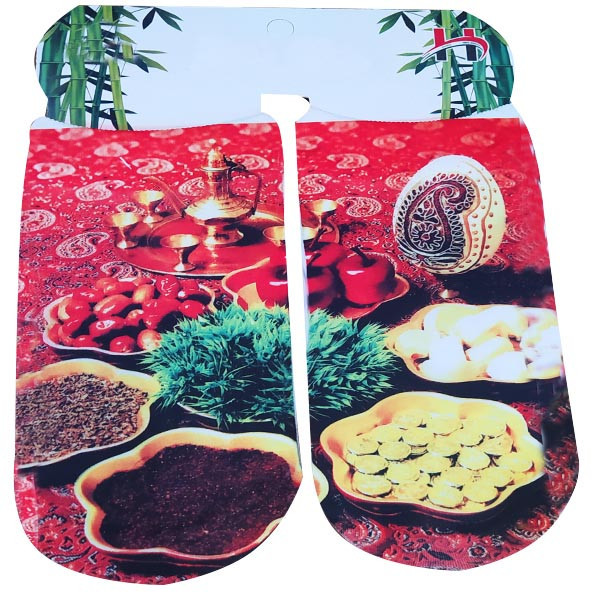 جوراب نوزادی مدل نوروز طرح هفت سین مجموعه 4 عددی