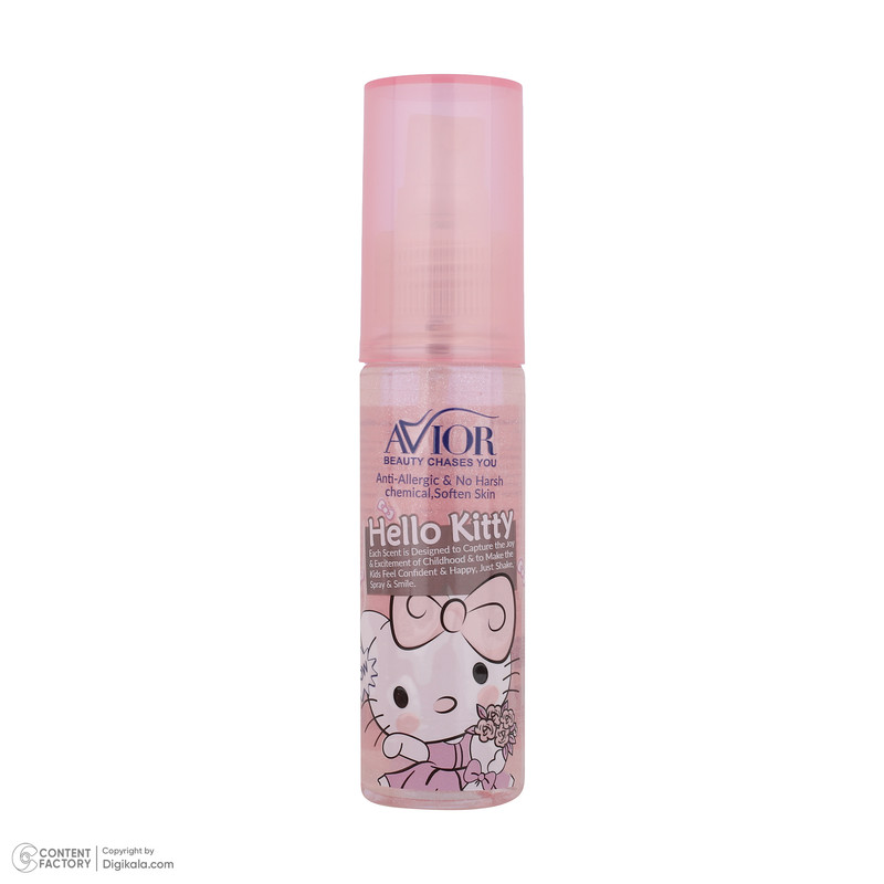 اسپری بدن کودک اویور مدل hello kitty حجم 130 میلیلیتر با رایحه گرم مناسب زمستان به همراه بادی اسپلش اویور مدل hello kitty حجم 60 میلیلیتر و بالم لب اویور مدل hello kitty با وزن 2.8 گرم