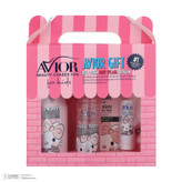 اسپری بدن کودک اویور مدل hello kitty حجم 130 میلیلیتر با رایحه گرم مناسب زمستان به همراه بادی اسپلش اویور مدل hello kitty حجم 60 میلیلیتر و بالم لب اویور مدل hello kitty با وزن 2.8 گرم