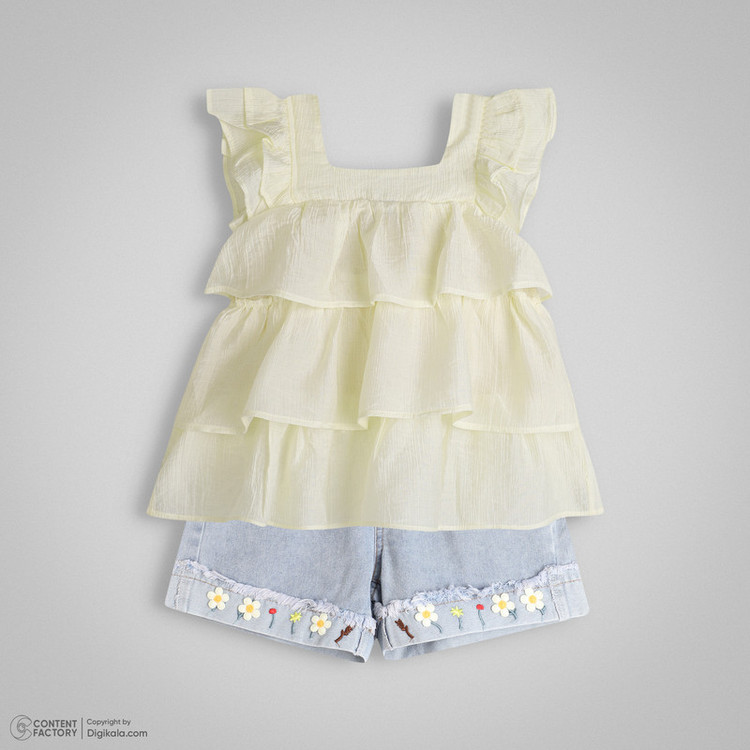تاپ و شلوارک دخترانه جین ساده مدل SHEIN-5Y