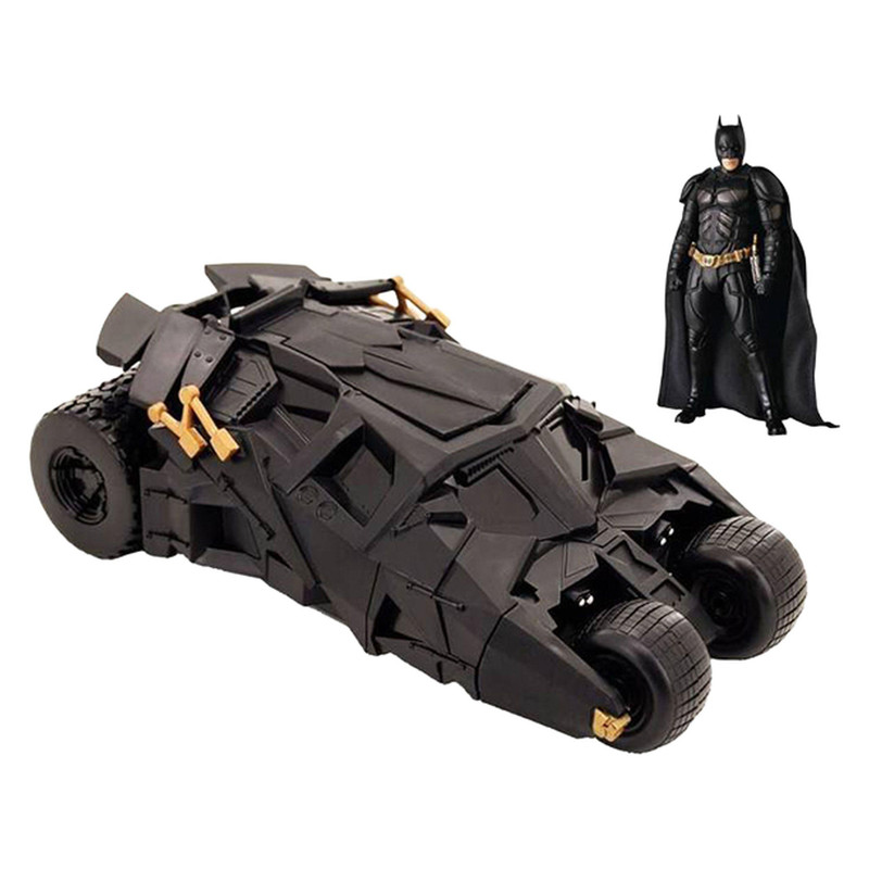 ماشین بازی فانتزی رساکو مدل batmobile with batman با بدنه پلاستیکی، الهام‌گرفته از نمونه واقعی، 6 چرخ و ابعاد 320x190x140 میلی‌متر
