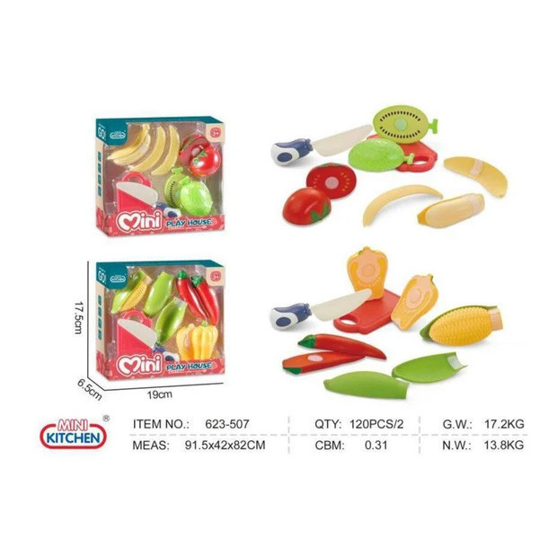 ست اسباب بازی مدل میوه برشی طرح سینی و چاقو کد 623-507