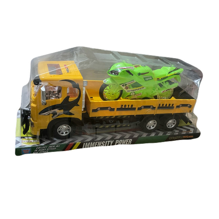 ماشین بازی مدل کامیون حمل موتور کد 02 مجموعه 2 عددی