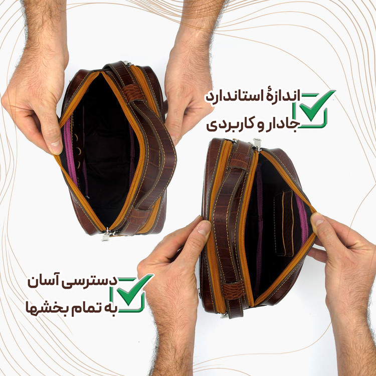 کیف دستی مردانه مدل چرم طبیعی کد FTH150C