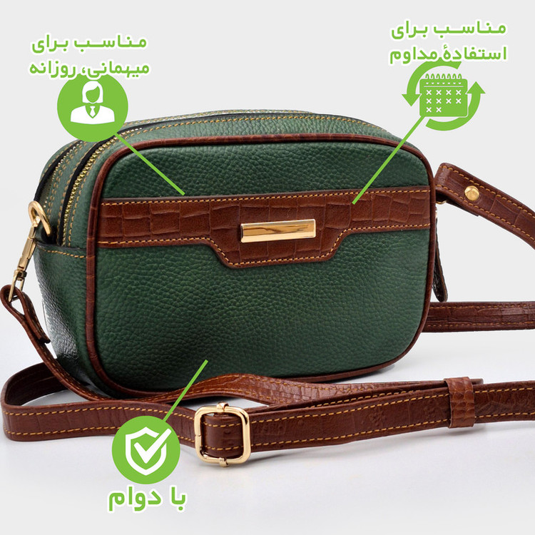 کیف دوشی زنانه چرم طبیعی مدل FTH154F