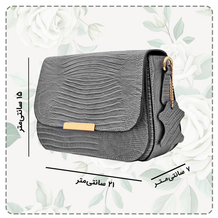 کیف زنانه رودوشی چرم طبیعی طرح لیزارد مدل FTH148L
