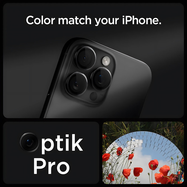 محافظ لنز دوربین شیشهای اسپیگن مدل Optik Pro مناسب برای گوشی موبایل اپل iPhone 16 Pro Max