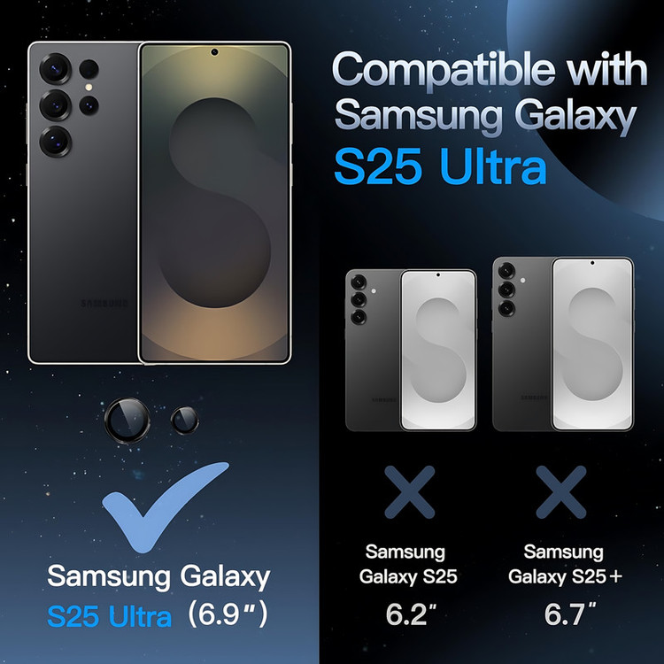 محافظ لنز دوربین چلیپا مدل Sapphire مناسب برای گوشی موبایل سامسونگ Galaxy S25 Ultra