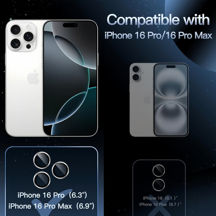 محافظ لنز دوربین چلیپا مدل Sapphire مناسب برای گوشی موبایل اپل iPhone 16 Pro / 16 Pro Max