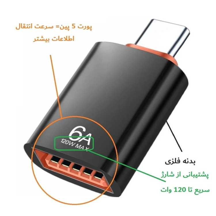 مبدل OTG به USB-C (رابط فلش و گوشی) اورجینال خارجی با ضمانت